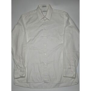 Christian Dior Mens White Pinstripe Dress Shirt Long Sleeve Button Size 16 34-35